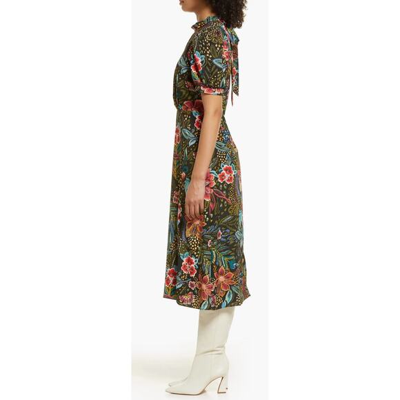 Julia Jordan Floral Print Tie Neck Midi Dress Size 8 - Picture 3 of 9